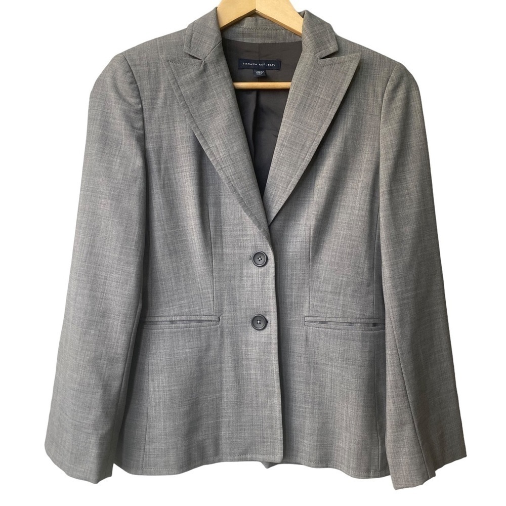 Banana Republic Womens Blazer Size 0 Wool Stretch Business Dark Academia Careeer